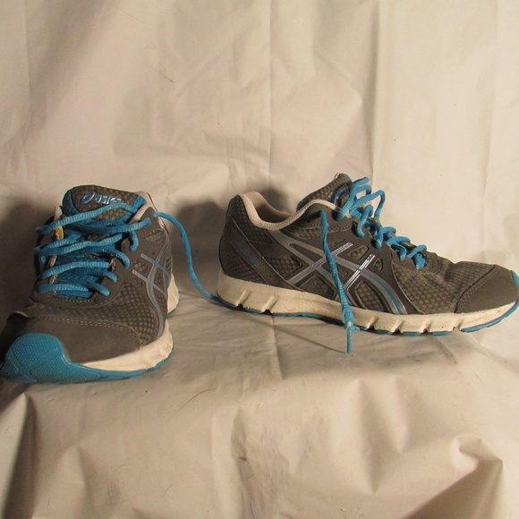 Asics Gray and Blue Athletic Shoes - Picture 3 of 7